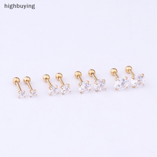 [highbuying] ต่างหูสตั๊ด สเตนเลส คริสตัล เพทาย ทรงกลม เบา เครื่องประดับแฟชั่น สําหรับผู้หญิง สินค้าใหม่