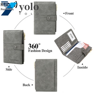 YOLO Rfid กระเป๋าใส่หนังสือเดินทาง บัตรเครดิต บัตรเครดิต แบบพกพา ตรวจสอบตั๋วเครื่องบิน ที่อยู่บัตรประชาชน ซองหนัง PU