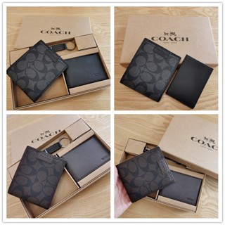 Heritage signature compact id wallet F74736 กระเป๋าสตางค์ผู้ชาย แท้ COAC H กระเป๋าสตางค์ใบสั้น กระเป๋าสตา