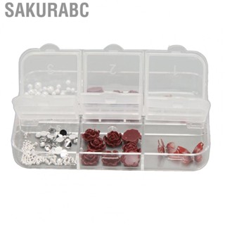 Sakurabc Flower Nail Art  Portable 3D Decorations Different Shape Vintage Shimmering 6 Compartments for Salon