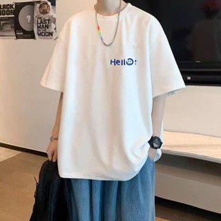 เสื้อยืดคอกลม แขนสั้น พิมพ์ลาย ทรงหลวม เข้ากับทุกการแต่งกาย สไตล์ฮ่องกง สําหรับผู้ชาย