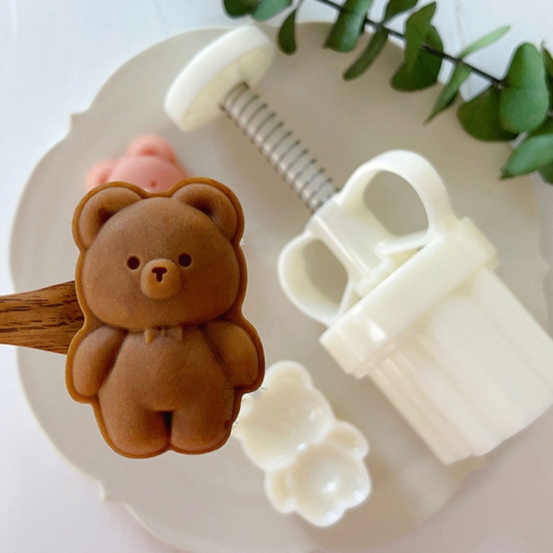 Be> แม่พิมพ์กดขนมไหว้พระจันทร์ รูปการ์ตูนหมี พร้อมแสตมป์ DIY