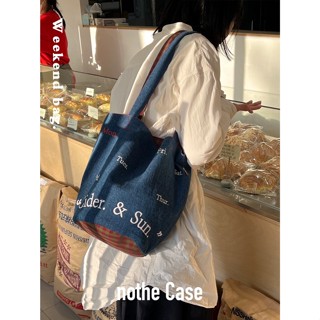 Nothe Case {Weekly Store} ของแท้ กระเป๋าสะพายไหล่ ผ้ายีน ทรงบักเก็ต เข้ากับทุกการแต่งกาย แฟชั่นฤดูใบไม้ผลิ และฤดูร้อน