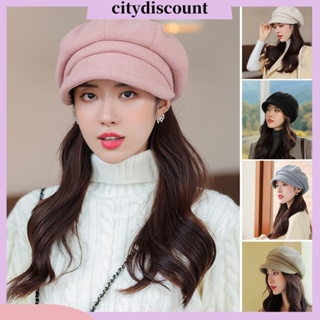 &lt;citydiscount&gt; หมวกเบเร่ต์ ปีกสั้น ทรงแปดเหลี่ยม น้ําหนักเบา ล้างทําความสะอาดได้ สีพื้น สไตล์วินเทจ สําหรับผู้หญิง นักเรียน