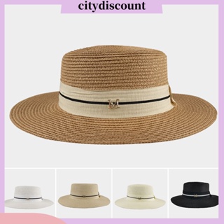 &lt;citydiscount&gt; หมวกฟางปีกกว้าง ลายตัวอักษร M พับได้ แฟชั่นฤดูร้อน สําหรับผู้หญิง