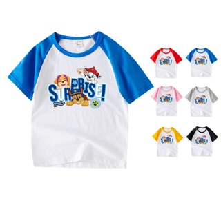 พร้อมส่ง เสื้อยืดแขนสั้น คอกลม ผ้าฝ้าย ลายการ์ตูน Paw Patrol 6 สี สําหรับเด็ก LA006