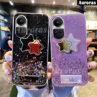 เคสโทรศัพท์มือถือ แบบใส ลายดาวห้าแฉก ประดับกลิตเตอร์ พรีเมี่ยม สําหรับ OPPO Reno 10 Pro Plus Reno10 Pro Plus