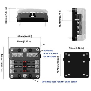 กล่องฟิวส์ใบมีด 6 ทาง ไฟ LED 12V 24V สําหรับรถยนต์