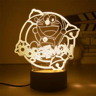 Cool โคมไฟกลางคืน LED รูปการ์ตูนโดราเอมอน 3d ชาร์จ USB สําหรับตกแต่งบ้าน ของขวัญวันเกิด