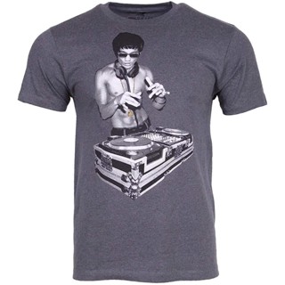 เสื้อยืด พิมพ์ลาย Bruce Lee Dj Dragon สีดํา สไตล์คลาสสิก