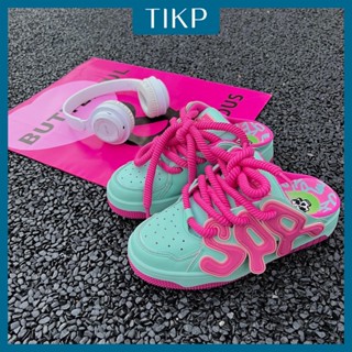 Tikp รองเท้าส้นแบน สไตล์ฮิปฮอป ทนทาน ใส่สบาย ไซซ์ 35-40 0714