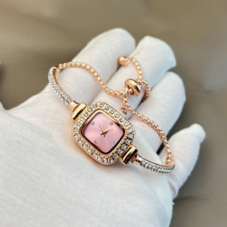 ใหม่ นาฬิกาข้อมือแฟชั่น ประดับเพชร ทรงสี่เหลี่ยม ขนาดเล็ก หร…
