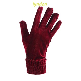 Lyndon ถุงมือขับรถ ผ้ากํามะหยี่ สีทอง สําหรับผู้หญิง เหมาะกับฤดูใบไม้ร่วง