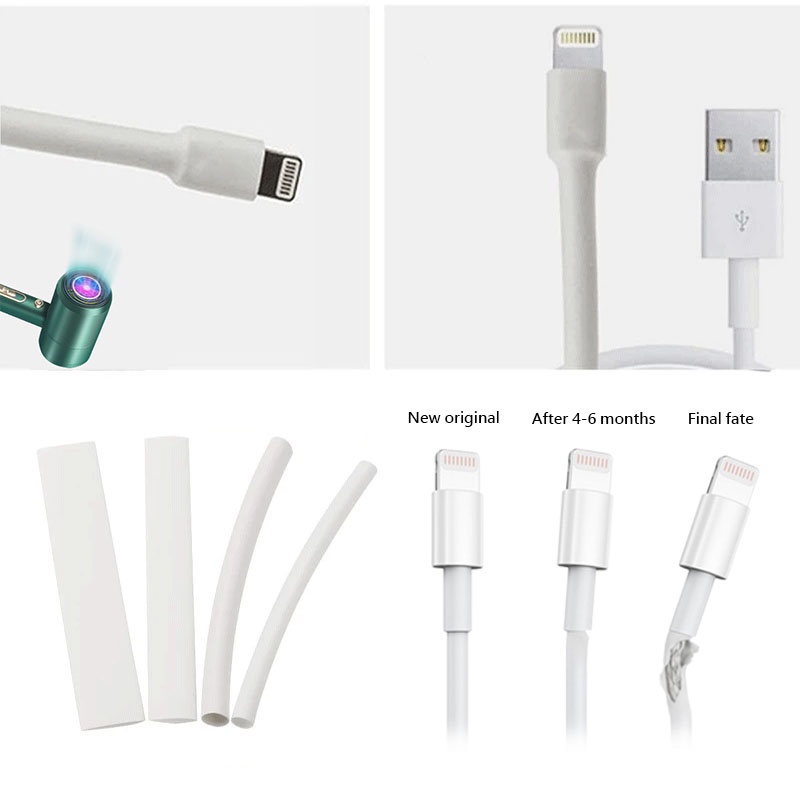 10 ชิ้น 3:1 การหดตัว พร้อมกาว ท่อหดความร้อน สายชาร์จโทรศัพท์มือถือ ซ่อม ผิวแตก ซ่อมสายไฟ สําหรับ Android และ Iphone