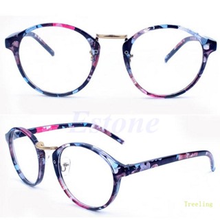 Treeling วินเทจ เลนส์ใส กรอบแว่นตา ย้อนยุค ทรงกลม ผู้ชาย ผู้หญิง Unisex Nerd แว่นตา