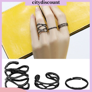 &lt;citydiscount&gt; แหวนนิ้ว ซ้อนกันได้ ปรับได้ สีดํา สไตล์วินเทจ สําหรับปาร์ตี้