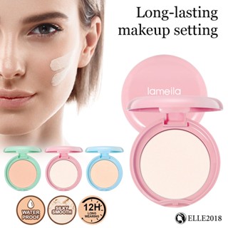 LAMEILA Powder Compact Oil Control Oil Whitening Pressed Powder Waterproof Oil Control Concealer Powder 【elle20181_th】