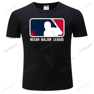 เสื้อยืด ผ้าฝ้าย ขนาดใหญ่ พิมพ์ลายวงร็อคเฮฟวี่เมทัล Negan Major League The Walking Dead Tv สีดํา สําหรับผู้ชาย