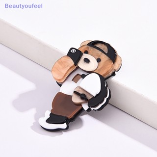 [Beautyoufeel] เข็มกลัดอะคริลิค ลายการ์ตูนหมีน่ารัก 3D สไตล์วินเทจ เครื่องประดับแฟชั่น สําหรับผู้หญิง