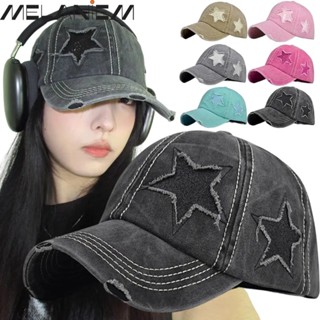  Ponycap หมวกเบสบอล ผ้ายีน แบบนิ่ม ปักลายดาวห้าแฉก Y2K ปรับได้ สไตล์ฮิปฮอป สําหรับผู้หญิง และผู้ชาย