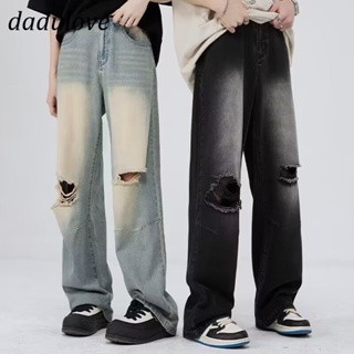 DaDulove💕 New American Ins High Street Retro Ripped Jeans Niche High Waist Wide Leg Pants Large Size Trousers