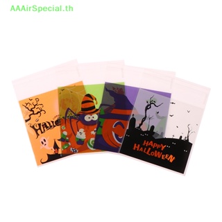 Aaairspecial ถุงพลาสติกใส่ขนมคุกกี้ บิสกิต ขนมขบเคี้ยว ลาย Happy Halloween 100 ชิ้น