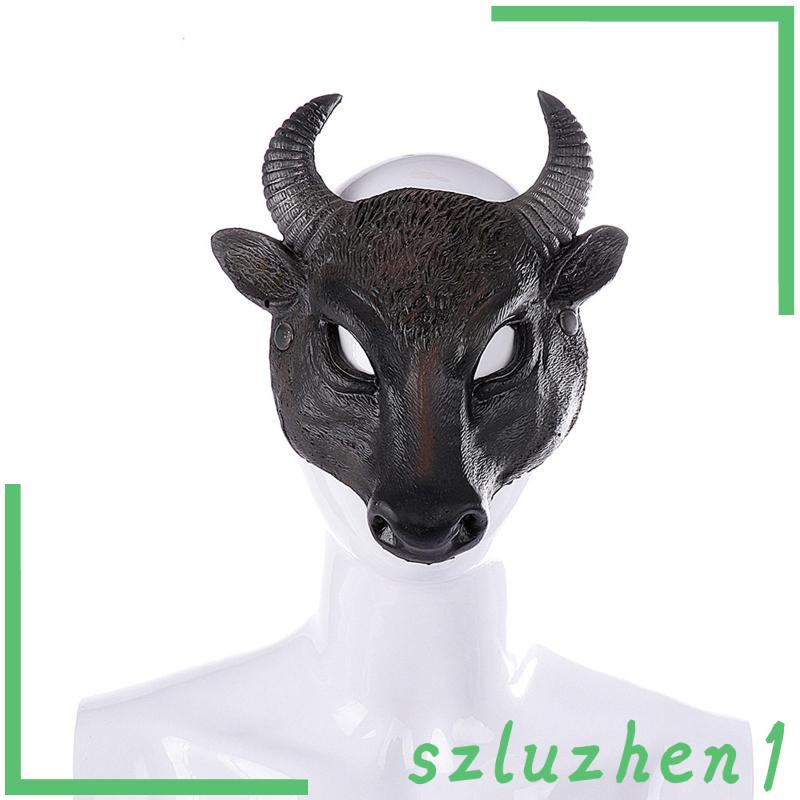 [Szluzhen1] ควายครึ่งหน้า เสมือนจริง อุปกรณ์เสริม สําหรับปาร์ตี้ฮาโลวีน หน้ากากหมาป่า