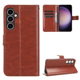 เคสโทรศัพท์หนัง PU ฝาพับ พร้อมช่องใส่บัตร และขาตั้ง สําหรับ Samsung Galaxy S23 FE S23FE 5G