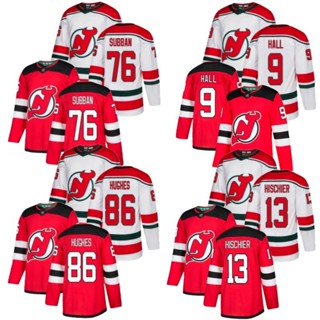 เสื้อกีฬาแขนสั้น ลายทีม Nhl Hockey Jersey Devils 76 Subban 86 Hughes 9 Hall Jersey 76