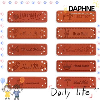 Daphne ป้ายแท็กหนัง PU แฮนด์เมด สไตล์เรโทร สําหรับเย็บผ้า 10 ชิ้น