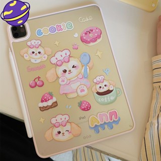 เคสอะคริลิคใส แบบแข็ง กันตก ลายการ์ตูนแมว เค้ก ครีม สําหรับ IPad Air Pro 1 2 3 4 5 6 7 8 9 10.2 นิ้ว 10.5 นิ้ว 10.9 นิ้ว 11 นิ้ว