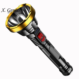 ไฟฉาย LED พลาสติก แบบชาร์จ USB สว่างพิเศษ เหมาะกับใช้ในครัวเรือน และกลางแจ้ง