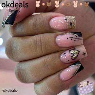 OKDEALS เล็บปลอม รูปหัวใจ DIY 24 ชิ้น