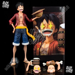 โมเดลฟิกเกอร์ One Piece Luffy Starry Eyes Drink Big Mouthful of Meat ขนาด 27 ซม. ไม่มีกล่อง แบบเปลี่ยน สําหรับตกแต่งห้อง