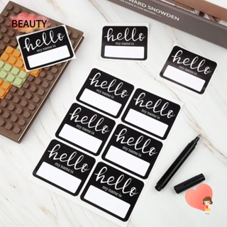 Beauty สติกเกอร์ป้ายชื่อ ลาย Hello My Name สีดํา สําหรับติดตกแต่งโรงเรียน 240 ชิ้น