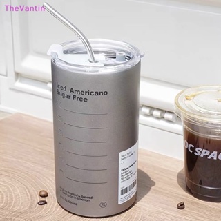 Thevantin Ins แก้วกาแฟ สเตนเลส 304 กันรั่วซึม พร้อมหลอดดูด และฉนวนกันความร้อน