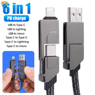 6 In 1 สายชาร์จ USB Type C แบบแม่เหล็ก ชาร์จเร็ว อเนกประสงค์