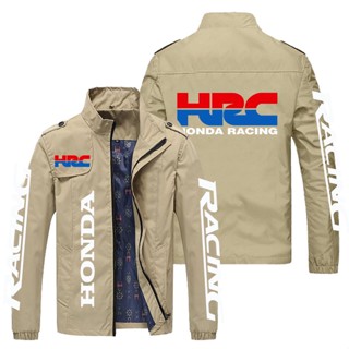 เสื้อแจ็กเก็ต เสื้อคาร์ดิแกน คอปกตั้ง ทรงหลวม กันลม ลายโลโก้ Honda HRC เหมาะกับใส่ขับรถกลางแจ้ง