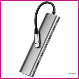 Aod 6 in 1 อะแดปเตอร์ฮับ Type C USB 3 0 อะลูมิเนียมอัลลอย สําหรับแล็ปท็อป เดสก์ท็อป แท็บเล็ต