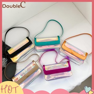 【Double C 】✿   กระเป๋าสะพายไหล่ PVC แบบเจลลี่ใส หรูหรา แฟชั่นฤดูร้อน สําหรับผู้หญิง