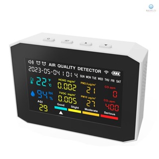 เครื่องวัดคุณภาพอากาศ 9in1 PM2.5 PM10 CO CO2 TVOC HCHO AQI หน้าจอสีคาร์บอน Diox TOLO-7.26 ขนาดพกพา