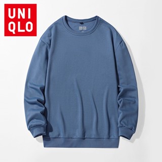 Uniqlo เสื้อกันหนาวลําลอง แขนยาว ผ้าฝ้าย ทรงหลวม แฟชั่นฤดูหนาว สําหรับผู้ชาย