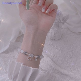 [Beautyoufeel] สร้อยข้อมือลูกปัดหินโอปอล หินธรรมชาติ สีเทา แฮนด์เมด แฟชั่น สําหรับผู้หญิง