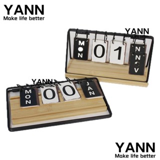 Yann1 ปฏิทินตั้งโต๊ะ เหล็ก สีดํา สีขาว สําหรับตกแต่งบ้าน ออฟฟิศ