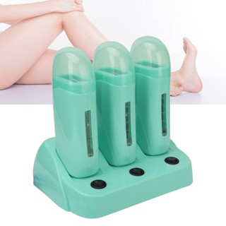 HaiR Ving 3 pcs Roll On Depilatory Wax Warmer ผู้ชายผู้หญิงไฟฟ้ากำจัดขน พร้อมฐานสำหรับรักแร้ขา