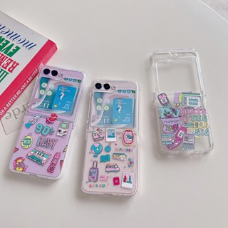 เคสโทรศัพท์มือถือแบบแข็ง ใส ฝาพับ พร้อมช่องใส่บัตร สําหรับ Samsung Galaxy Z Flip 5 4 3 2 1 5G Z Flip3 Flip4 Flip5 Flip2 Flip1 90S