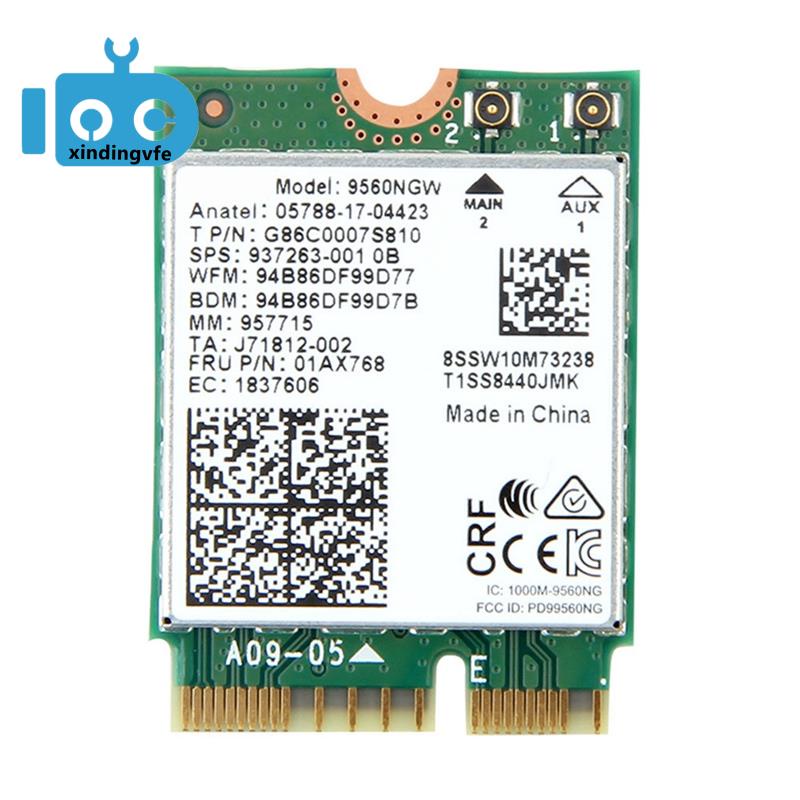 การ์ด Wifi ไร้สาย 1730Mbps สําหรับ Intel Dual Band AC 9560 บลูทูธ 5.0 802.11Ac M.2 CNVI 9560NGW