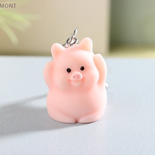 [MONT] พวงกุญแจ จี้ตุ๊กตาการ์ตูนหมู สีชมพู น่ารัก สําหรับห้อยกระเป๋าเป้สะพายหลัง รถยนต์