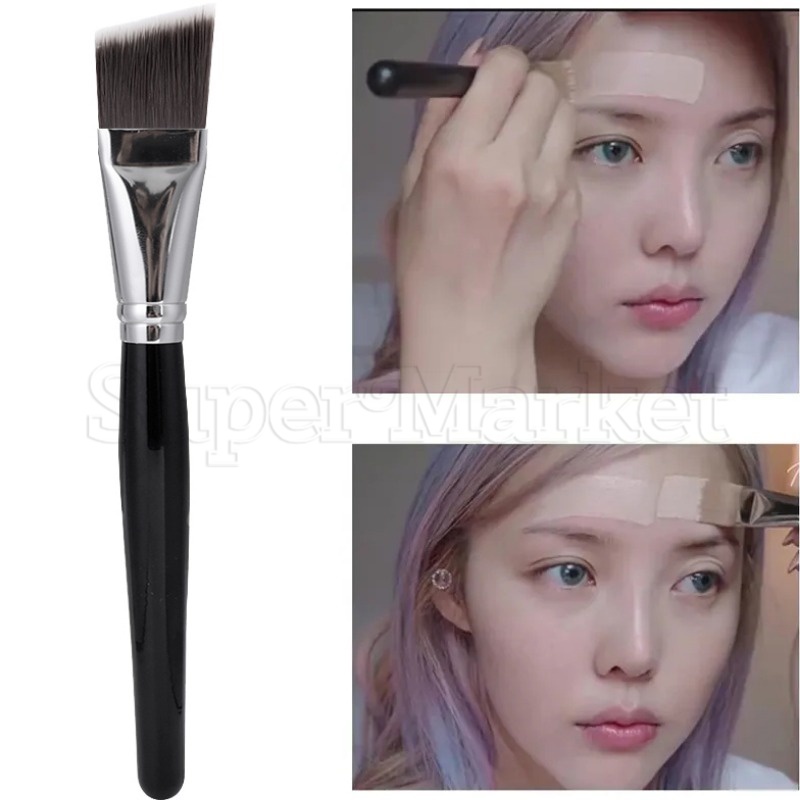 [ Featured ] แปรงคอนทัวร์ หัวแบน / แปรงคอนซีลเลอร์ สีดํา แบบกว้าง / เครื่องมือแต่งหน้าหญิง