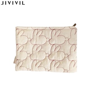 JIVIVILกระเป๋าถือลายกระต่ายน้ำหนักเบาพร้อมซิปสำหรับใส่ของ